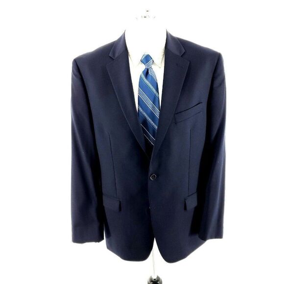 Lauren Ralph Lauren Wool Natural Stretch 2 Button Blazer 40R Blue - Picture 3 of 10